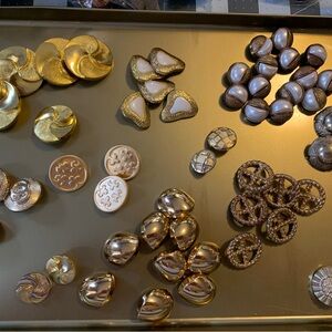 Assorted Gold and Silver Vintage Buttons